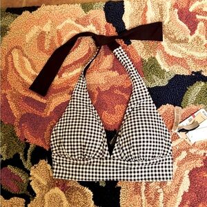 TOMMY BAHAMA - New! Black/White Gingham & Solid Black Bikini/Swimsuit Top - XS